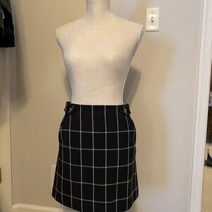 LOFT Black and White Grid Mini Skirt